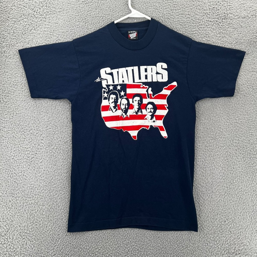 Vintage 90s Statlers Brother T Shirt Men M Blue Country Music Single Stitch READ